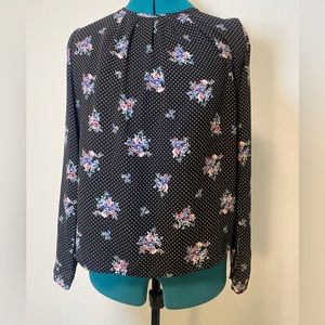Forever 21 Polka Dot Floral Long Sleeve Blouse